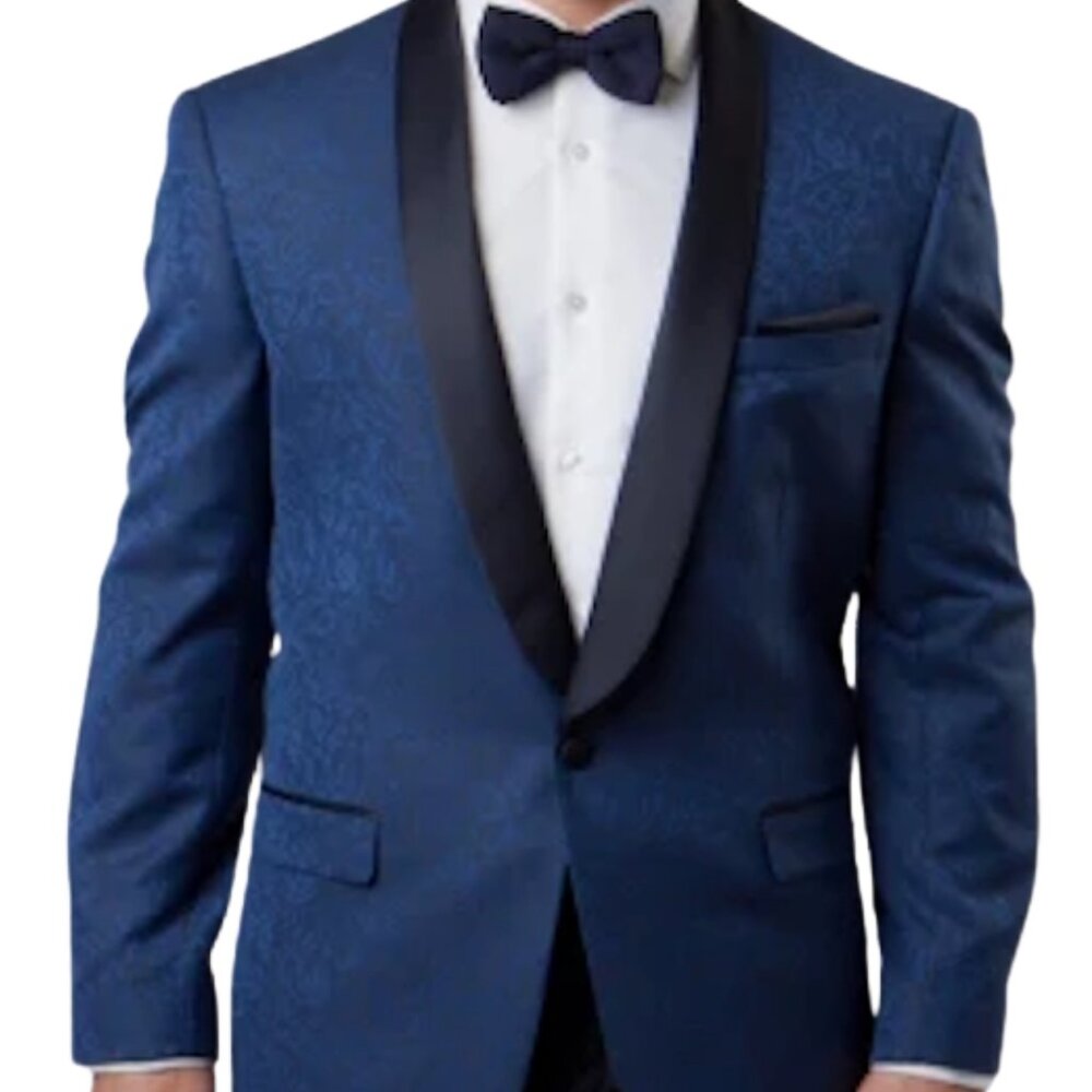 Ron Tomson Men's Tuxedo – Dark Blue & Black, Size US 38 / EU 48